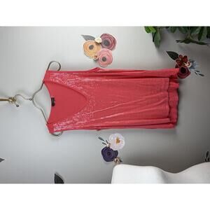 crosby. Pink V-Neck Clear Sequencer Front Sleeveless Tank Top - Size - Large